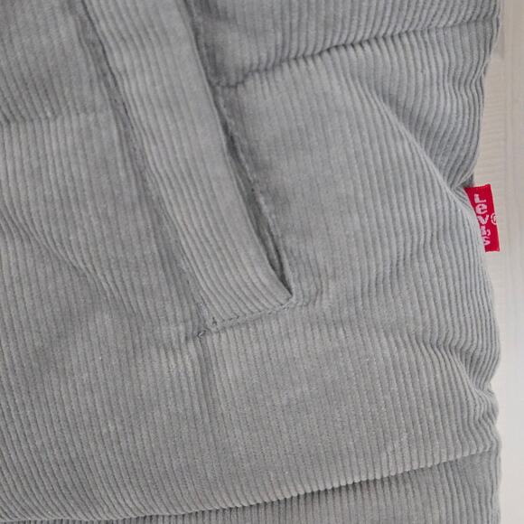 New Levi's Women's Corduroy Mint Green Stand Collar Puffer Zip up Jacket Medium - Picture 12 of 16